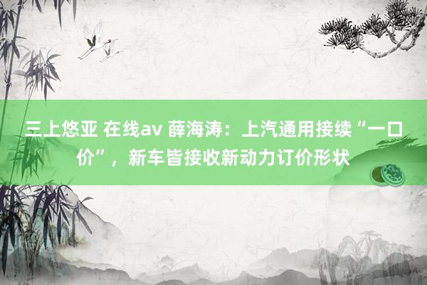 三上悠亚 在线av 薛海涛：上汽通用接续“一口价”，新车皆接收新动力订价形状