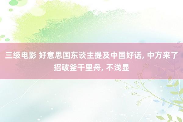 三级电影 好意思国东谈主提及中国好话， 中方来了招破釜千里舟， 不浅显