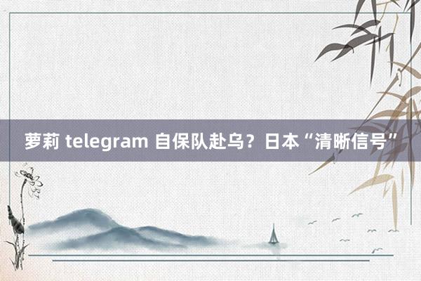 萝莉 telegram 自保队赴乌？日本“清晰信号”